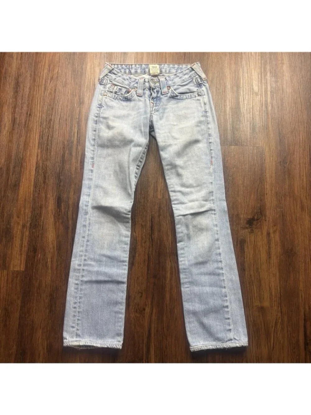 Vintage True Religion Jeans JOHNNY Boot Embroidered Fairy Light Wash Size 24 - Picture 2 of 13